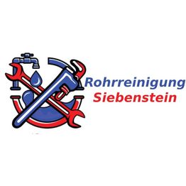 Logo der Rohrreinigung Siebenstein mit Werkzeugen und Wasserhahn-Symbol in Blau und Rot.