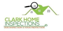 Logo for Clark Home Inspections with a magnifying glass over a stylized house roof.