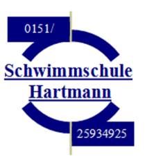 Logo der Schwimmschule Hartmann mit Telefonnummer 0151/25934925.