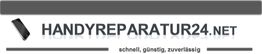Logo von Handyreparatur24.net mit Smartphone-Icon, Text: "schnell, günstig, zuverlässig".