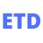 Blue letters "ETD" on a white background.