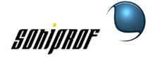 Logotipo de Sonigraf: texto negro con un punto amarillo y esfera azul a la derecha.