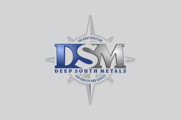 Logo of DSM Deep South Metals with a compass design in the background.