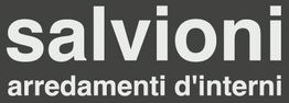 "Logo grigio su sfondo nero con testo: salvioni arredamenti d'interni."