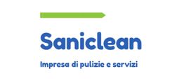 Logo Saniclean, impresa di pulizie e servizi, con linea verde.