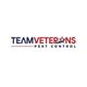 Logo of Team Veterans Pest Control in blue and red with a star and stripes design.