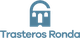 Logotipo azul de Trasteros Ronda con un diseño de arco y puente.