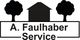 Das Logo zeigt zwei Bäume, ein Haus dazwischen und die Aufschrift "A. Faulhaber Service".