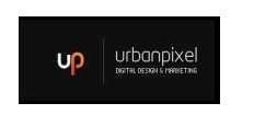 Logo von Urbanpixel mit Text: "Digital Design & Marketing" auf schwarzem Hintergrund.