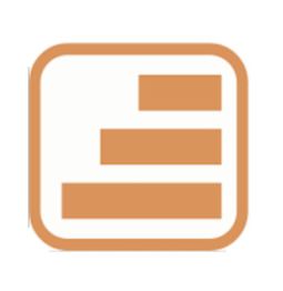 Icon with three stacked brown bars inside a rounded square border.