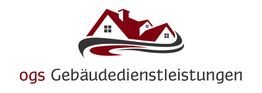 Logo mit drei roten Häusern und Text "ogs Gebäudedienstleistungen" darunter.