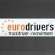 Logo der Firma Eurodrivers für LKW-Fahrer-Rekrutierung mit orangenen und schwarzen Buchstaben.