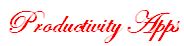 Text "Productivity Apps" in red cursive font on a white background.