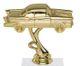 Gold car trophy with a classic design on a white base.