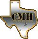 Map of Texas with "CMH" and "Centex Material Handling" text. Silver and gold design with a star.
