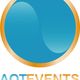 Logo met blauwe cirkel en tekst: "AOT Events, always on top".