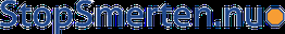 Blåt logo med teksten "StopSmerten.nu" og en lille orange sekskant.