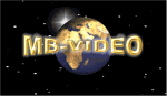 Text "MB-VIDEO" über einer Weltkugel im Weltraum mit Sternenhimmel im Hintergrund.
