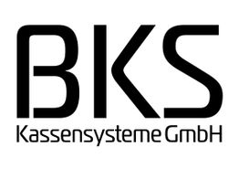 Schwarzes Logo mit der Aufschrift "BKS Kassensysteme GmbH" auf weißem Hintergrund.