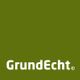 Grünes Quadrat mit weißem Text "GrundEcht" in fettgedruckter Schrift.