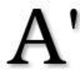 Lettre "A" en gras avec une apostrophe noire à droite.