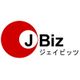 Logo mit rotem Kreis und Text "J Biz" in Schwarz, darunter japanische Schriftzeichen.