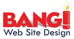 Logo for "BANG! Web Site Design" with a firework replacing the letter 'I'.