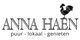 Logo met tekst "Anna Haen" en een haan, daaronder "puur - lokaal - genieten".