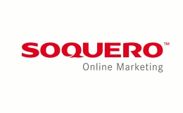 Logo mit rotem Text "SOQUERO" und grauem Text "Online Marketing" darunter.