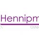 Logo van Hennipman Osteopathie met paarse wervelkolom en tekst.