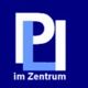Logo mit blauem Hintergrund und weißem "PI" darüber steht "im Zentrum".