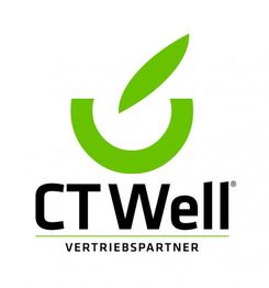 Logo mit grünem Blatt und Text: "CT Well Vertriebspartner".