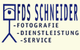 Logo von FDS Schneider, Fotografie, Dienstleistung, Service mit stilisierter Kamerafigur.
