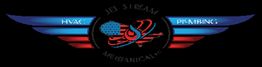 Logo with wings, text: "Jet Stream Mechanical, HVAC, Plumbing," star and stripes in the center.