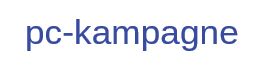 Text in Blau: "pc-kampagne" auf weißem Hintergrund.