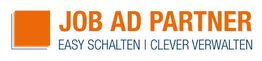 Logo: Orange Quadrat links, Text: "JOB AD PARTNER – Easy Schalten | Clever Verwalten".