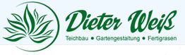 Logo von Dieter Weiß, Teichbau, Gartengestaltung, Fertigrasen mit Blattmotiv.