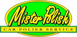 Grünes und gelbes Logo mit der Aufschrift "Mister Polish Car Polier Service".