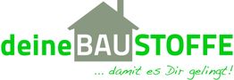 Logo von "deineBAUSTOFFE" mit Haus-Symbol und dem Slogan "damit es Dir gelingt!".
