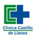 Logotipo de la Clínica Castillo de Llanes con un símbolo de cruz verde y azul.