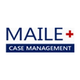 Maile Case Management logo with a red plus symbol on a white and blue background.