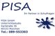 PISA-Logo mit Kontaktinformationen und Spruch "Ihr Partner in Schulfragen".