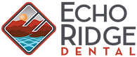 Echo Ridge Dental logo with mountains, sun, and water scene.