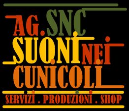 Logo colorato con testo "AG. SNC Suoni nei Cunicoli. Servizi. Produzioni. Shop".