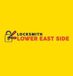 Locksmith Lower East Side logo with a padlock and screwdriver on yellow background.