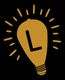 Illustration d'une ampoule dorée avec la lettre "L" au centre, entourée de rayons lumineux.