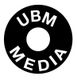 Schwarzes Logo in Form einer Schallplatte mit weißem Text "UBM MEDIA".