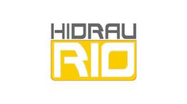 Logo com o texto "Hidrau Rio" em cinza e amarelo, fundo branco.