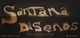 Cartel de "Santana Diseños" con detalles de contacto en la parte inferior.