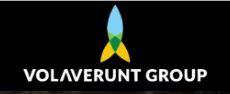 Logotipo de Volaverunt Group, presenta un cohete estilizado sobre fondo negro.